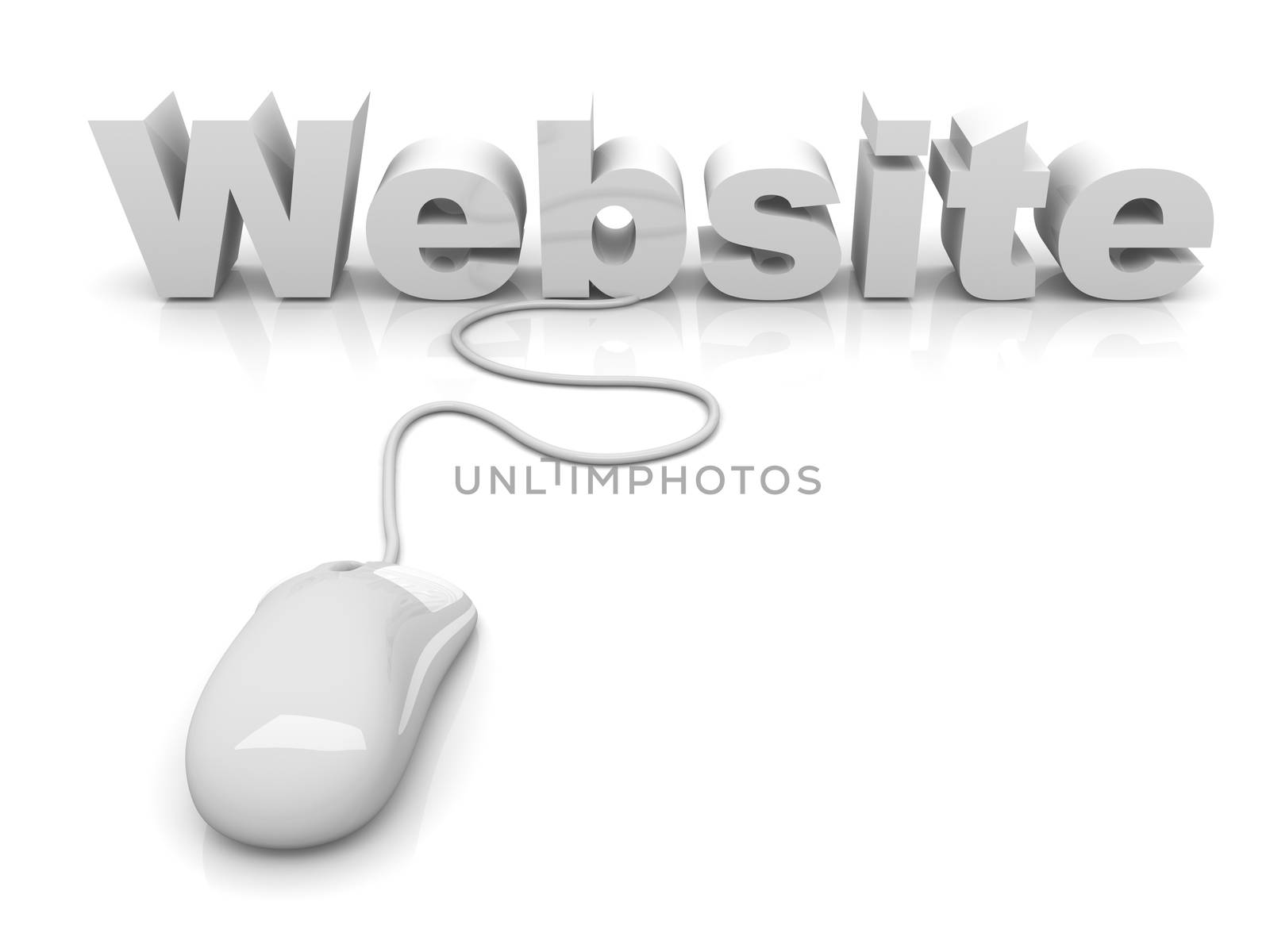 Website click. 3D rendered Illustration. Isolated on white.