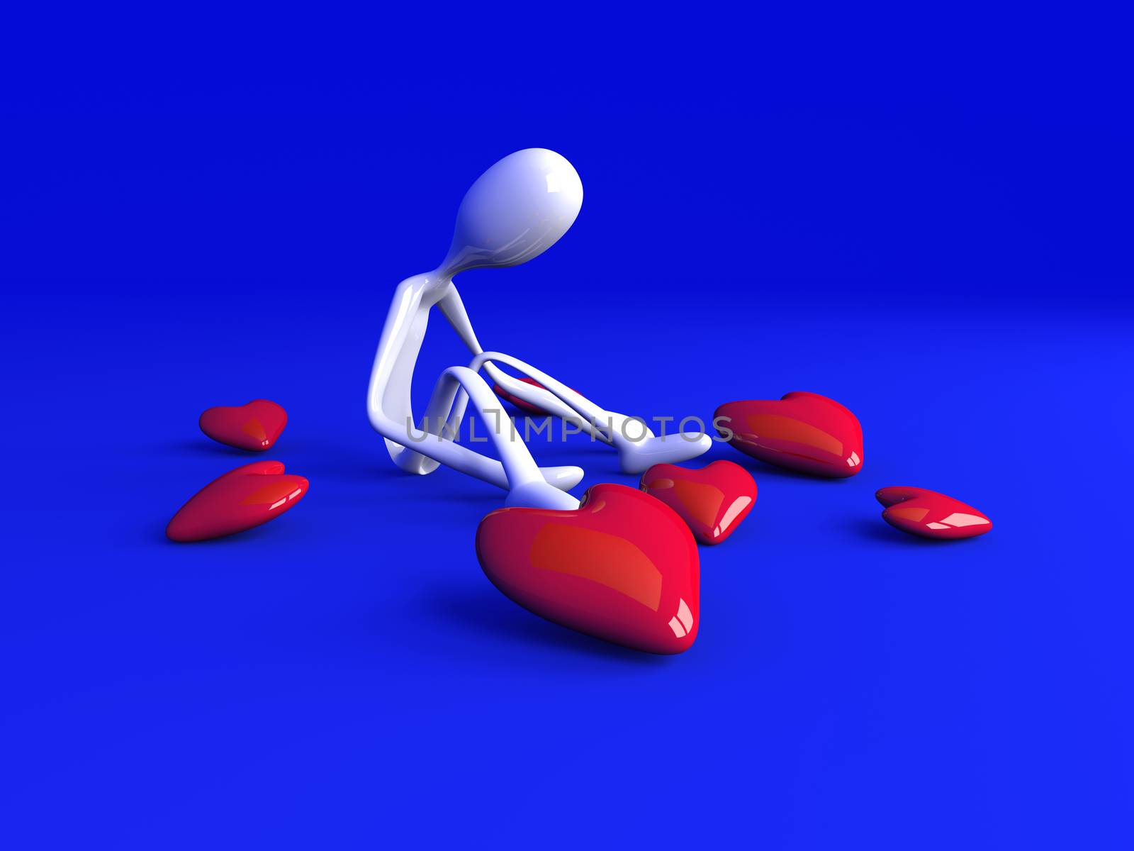 3D rendered Illustration. Being lovesick.