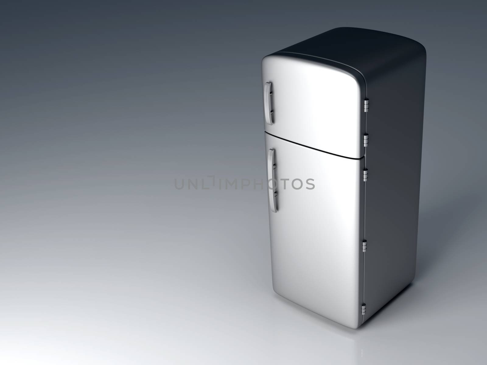 A classic Fridge. 3D rendered Illustration. Copyspace version.