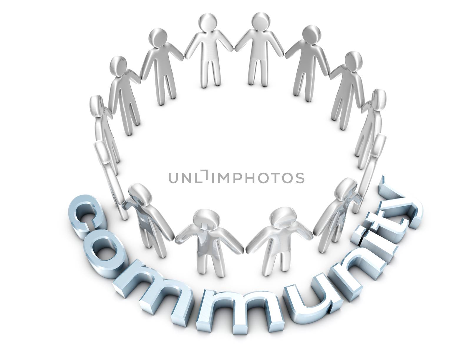 Community concept. A group of icon people standing in a circle.