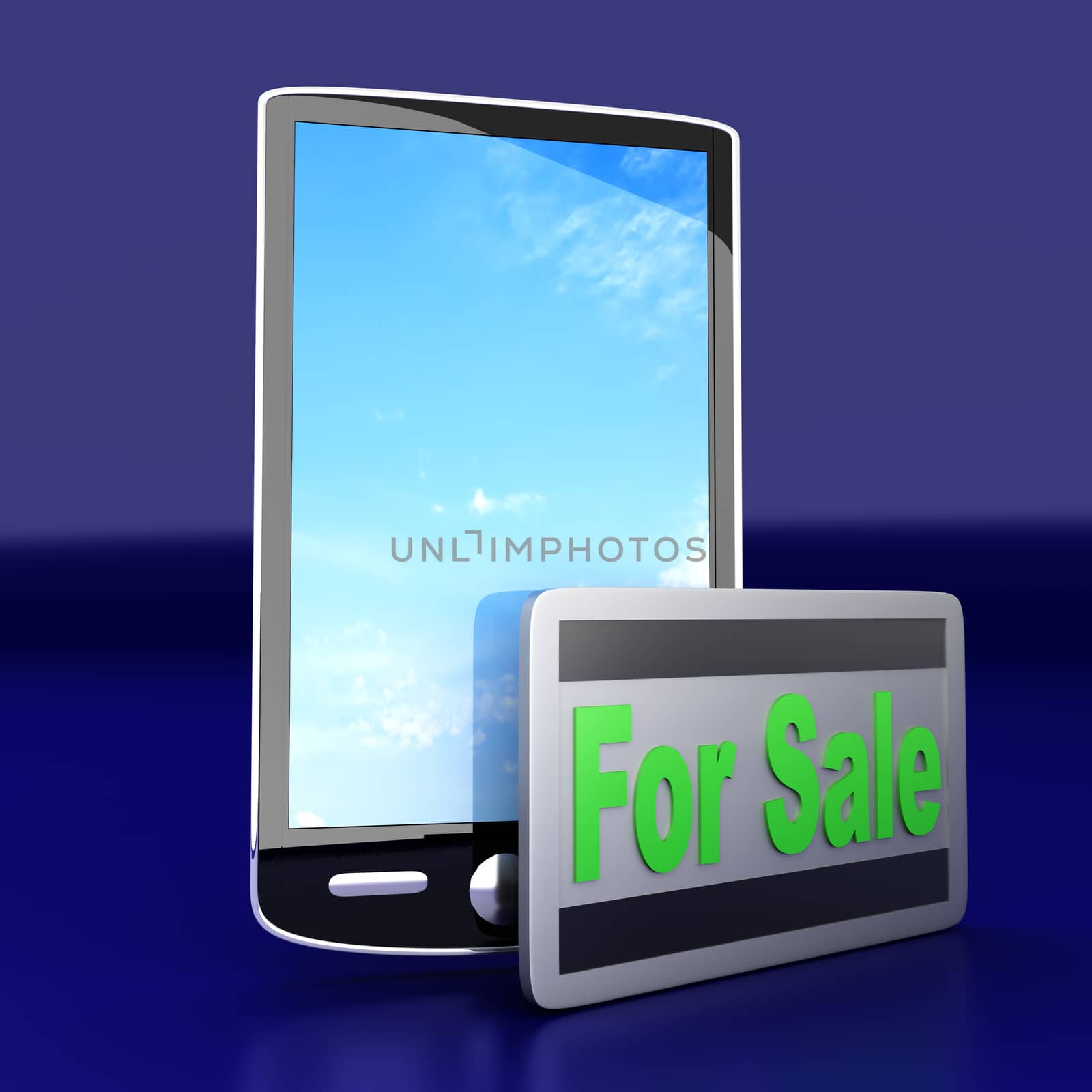 A Smartphone for sale. 3D rendered illustration.