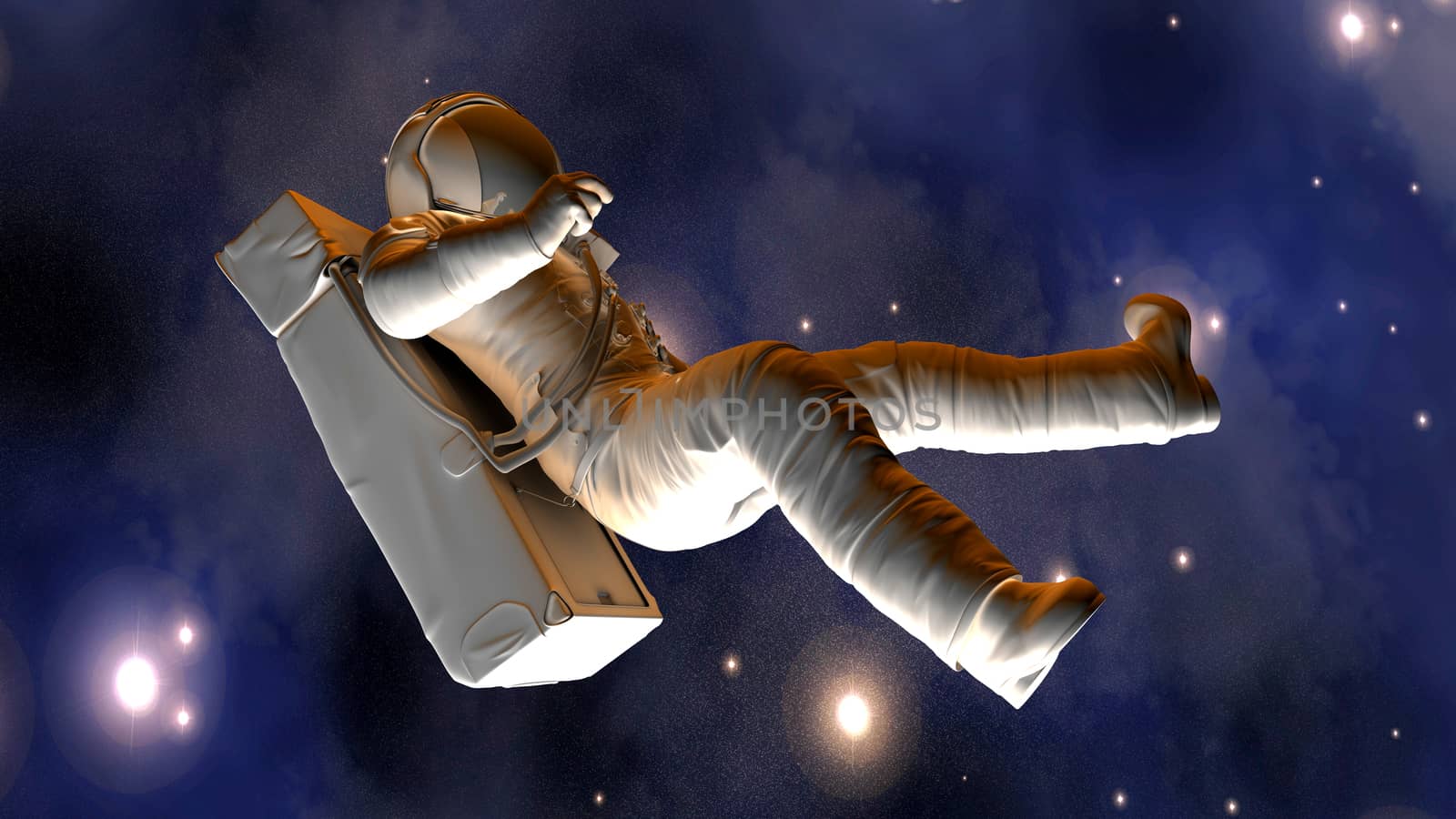 A Astronaut floating in Space. 3D illustration.