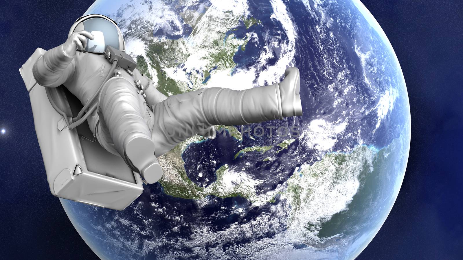 Astronaut floating over the Earth by Spectral