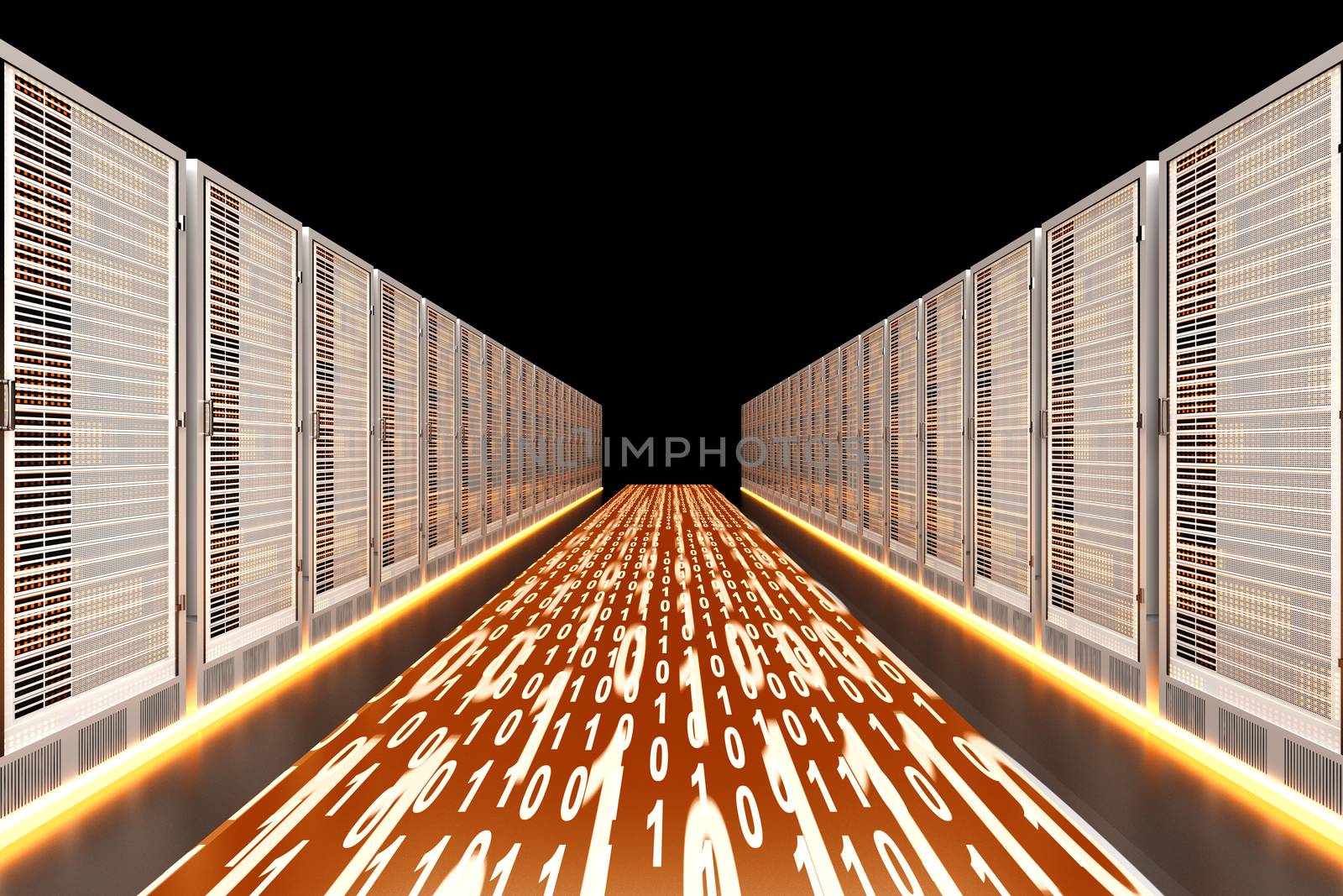 Data rush on the Server highway. 3d rendered Illustration.