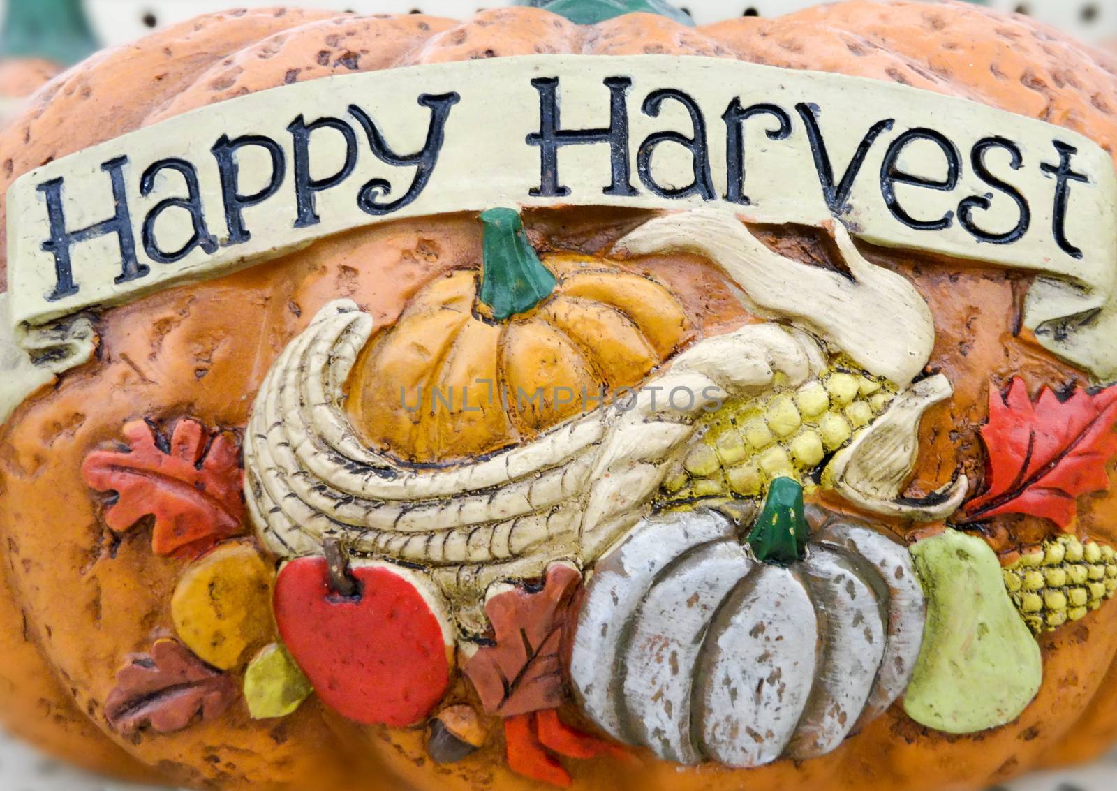 happy harvest words on a pumpkin craft  by digidreamgrafix