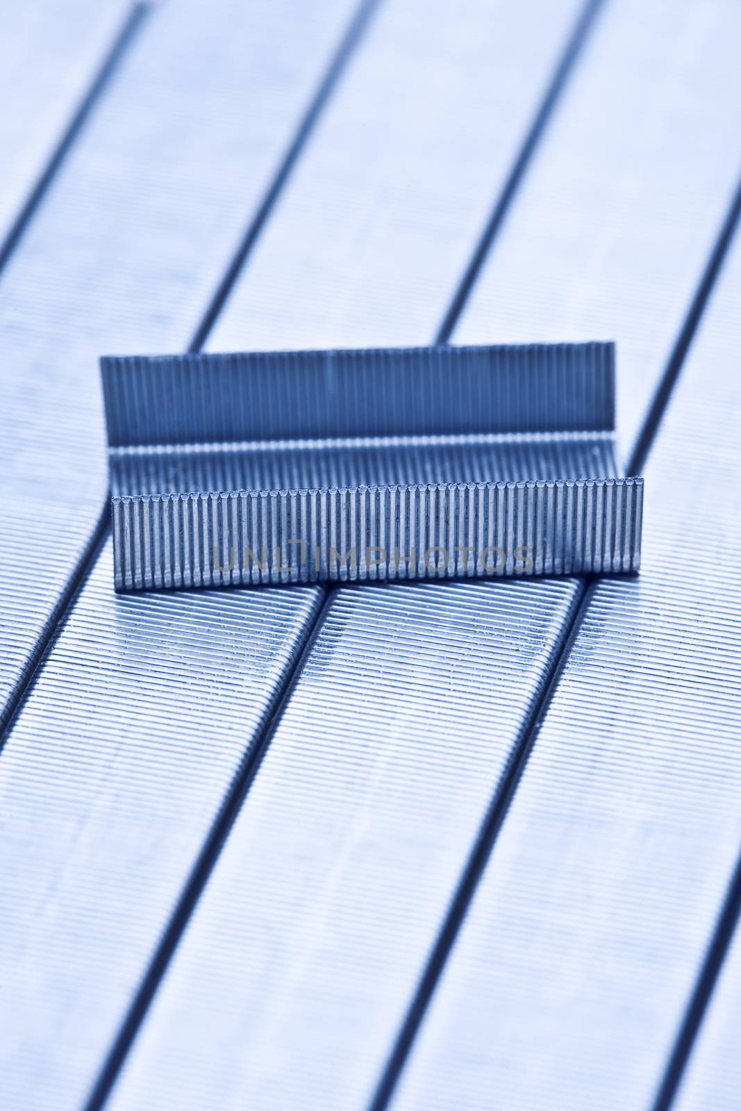 extreme closeup of group of staples