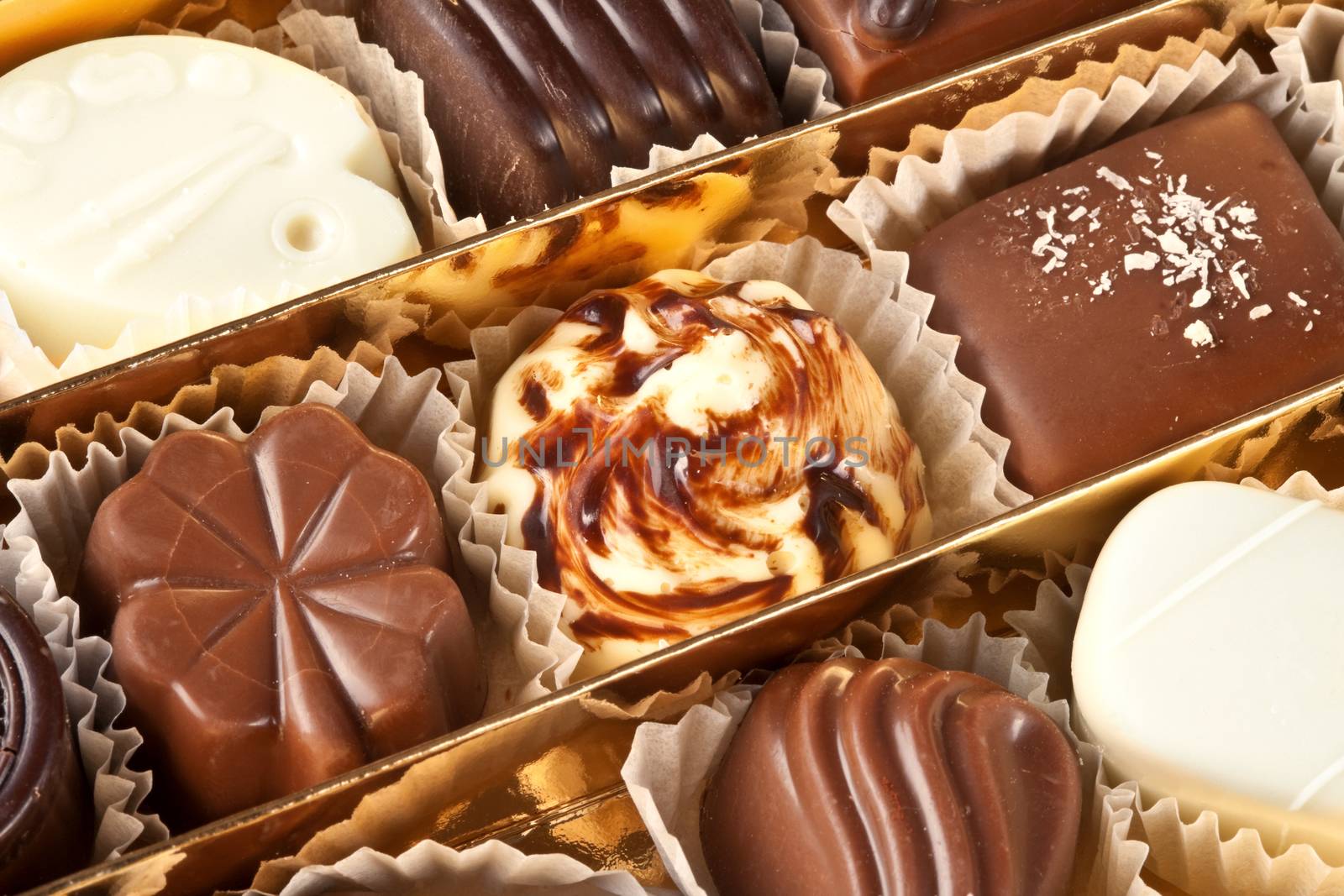 assortment of delicious dark chocolate pralines