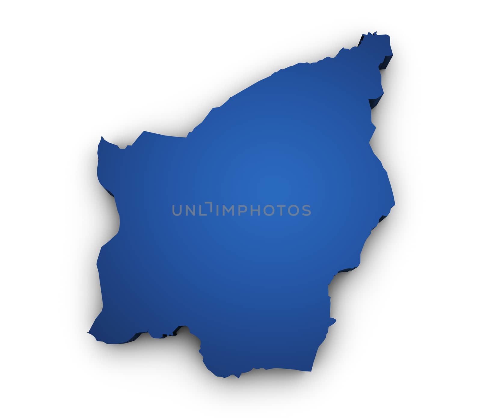 Shape 3d of San Marino map colored in blue and isolated on white background.