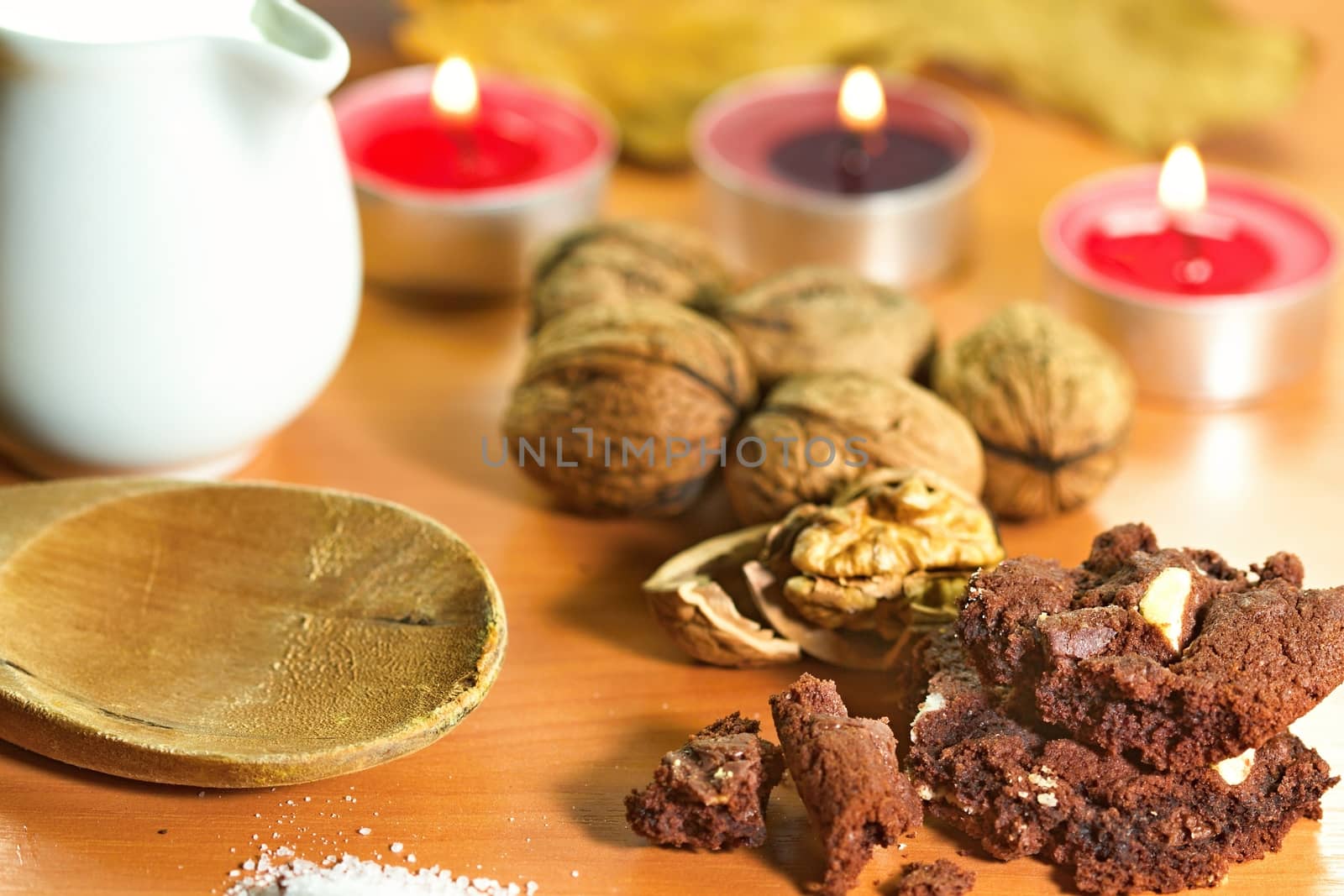 Photo shows a closeup of a various baking ingredients on a table.