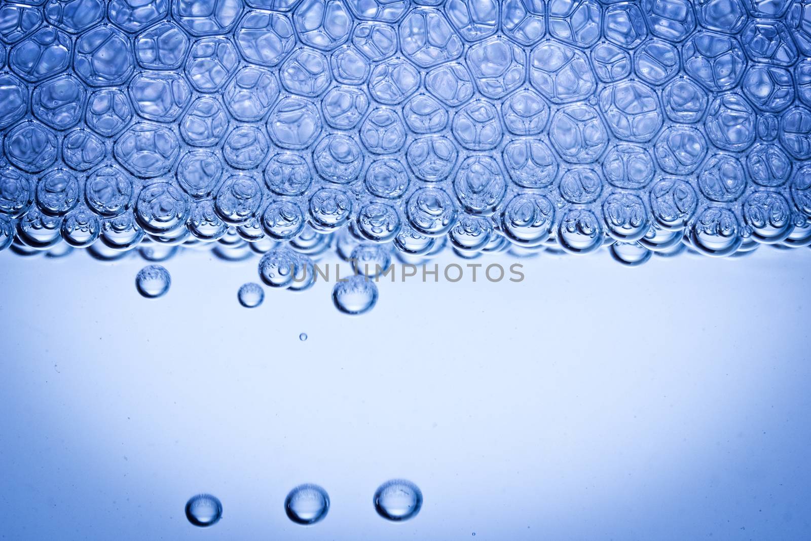 Close-up of water with water bubbles blue 