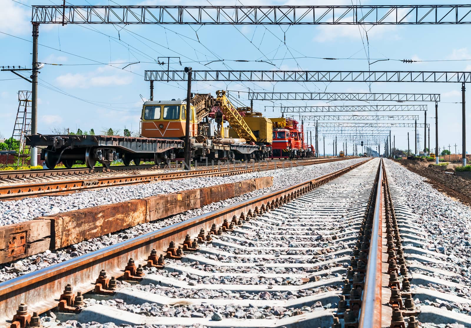 Train with special track equipment at repairs 