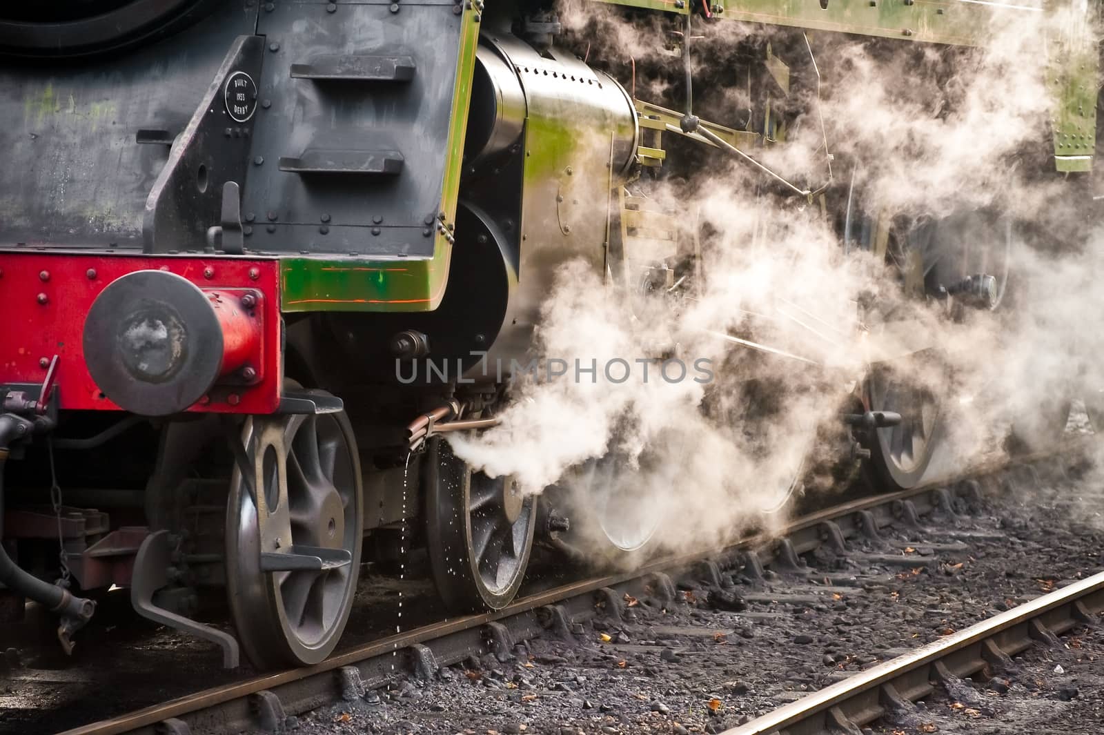 steam release from a vintage locomotive