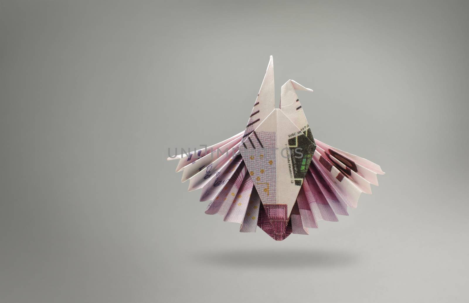 emblem of an eagle of five hundred euro banknotes. origami