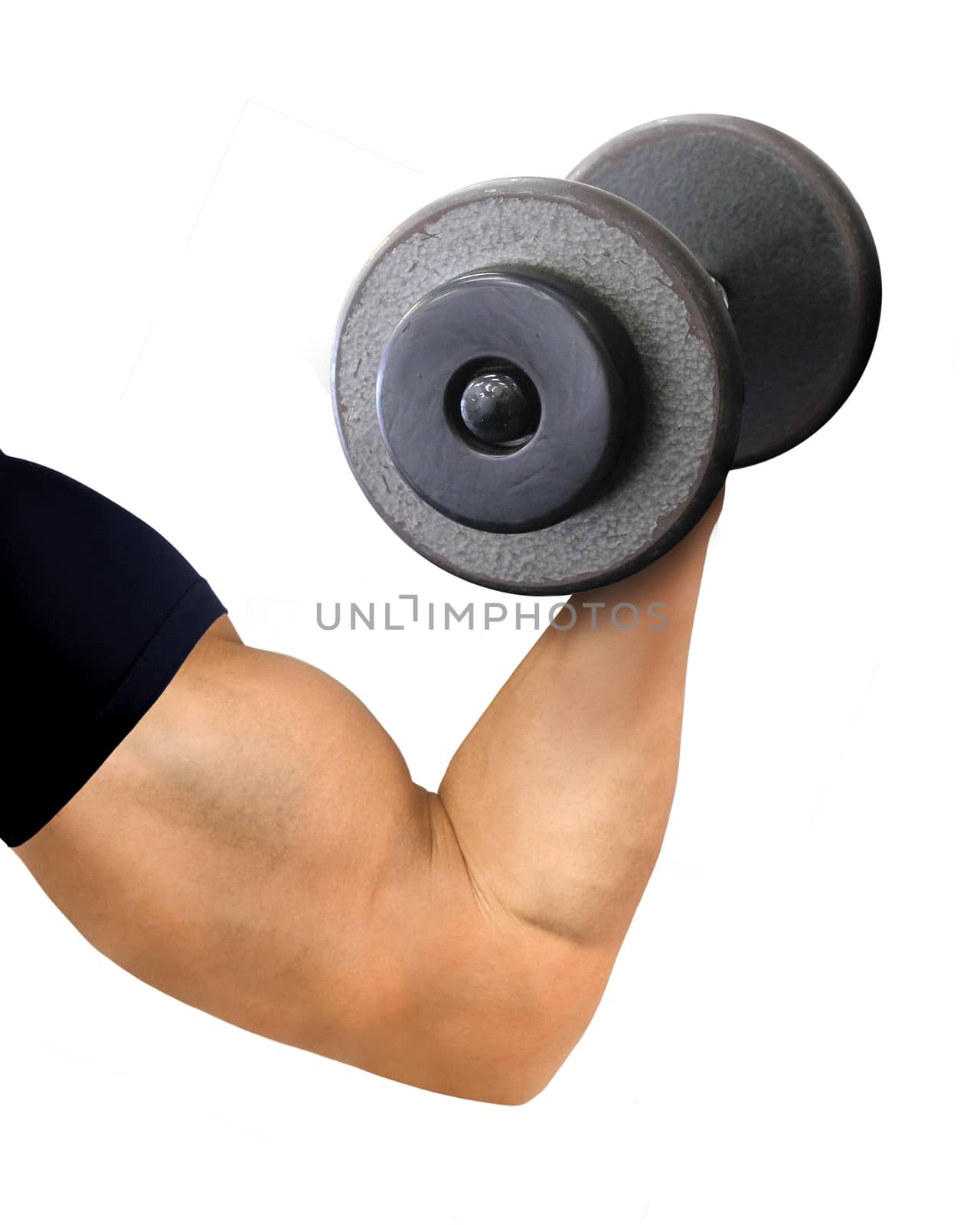 Muscular Arm and Hand Holding Dumbbell