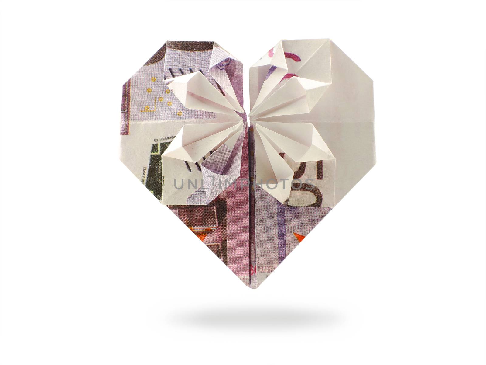 origami heart of five hundred banknote by butenkow