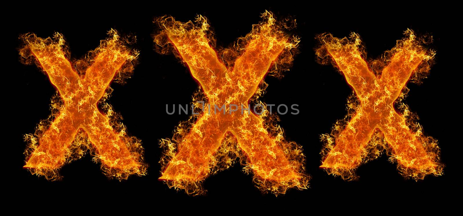 XXX flames on black background