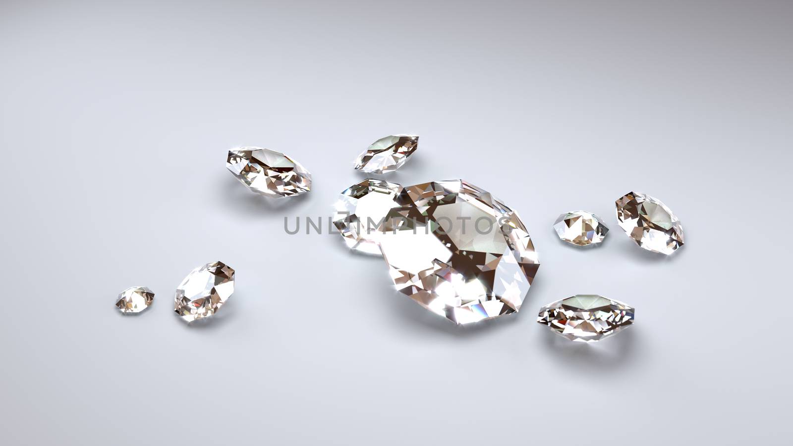 Nine Big Diamonds on a Grey Background