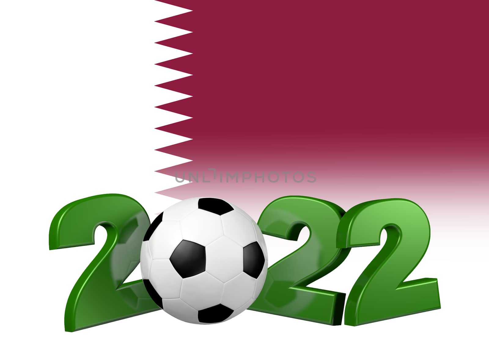 Green Football 2022 design with Qatar Flag