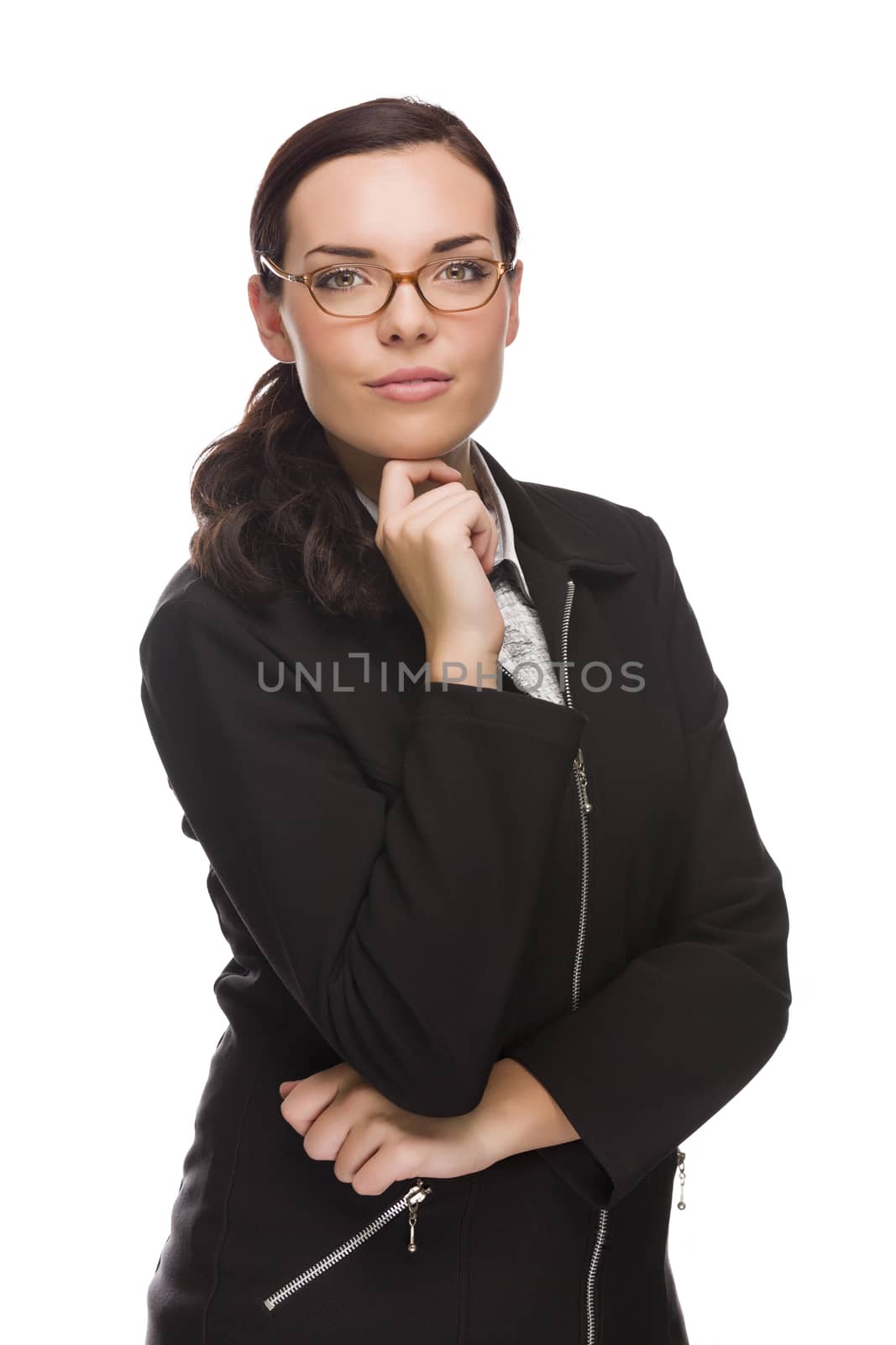 Confident Mixed Race Businesswoman Isolated on White by Feverpitched