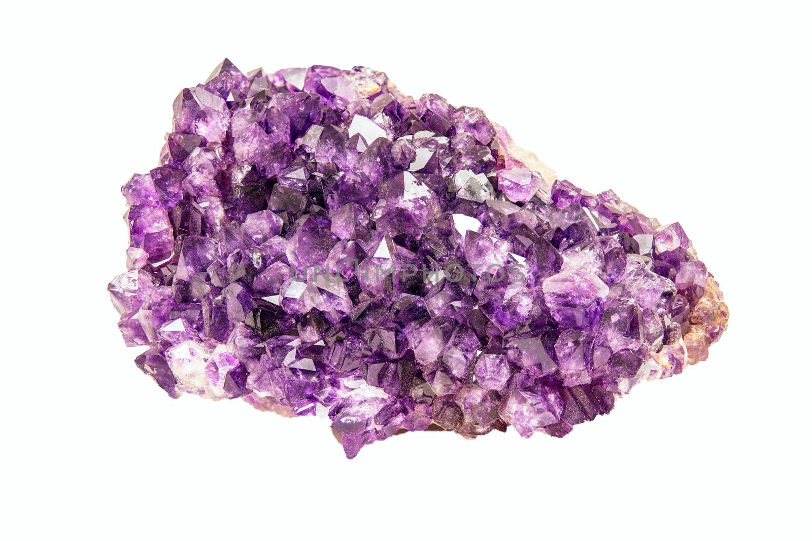 Natural amethyst geode on white background