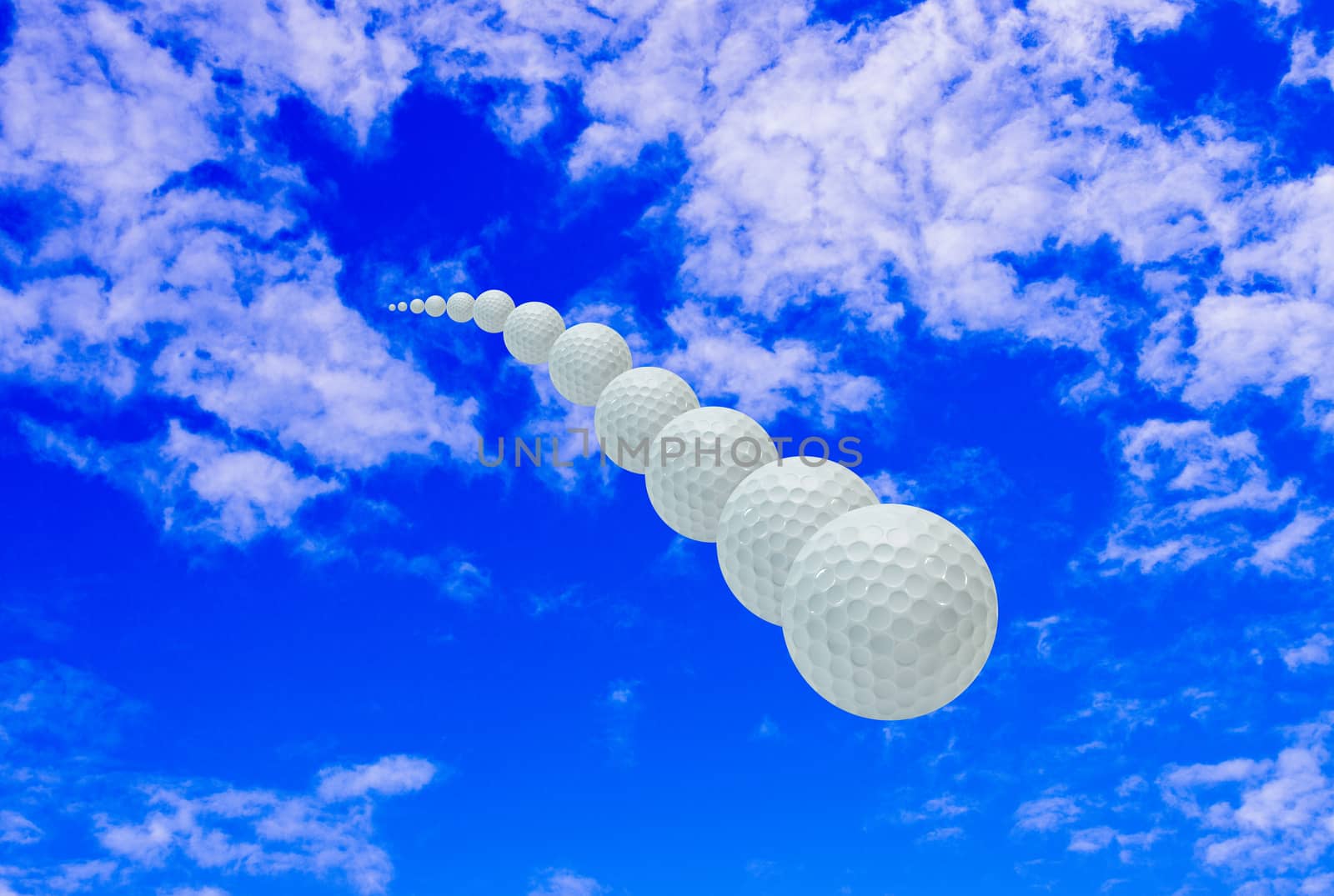 Speed golf ball in the sky