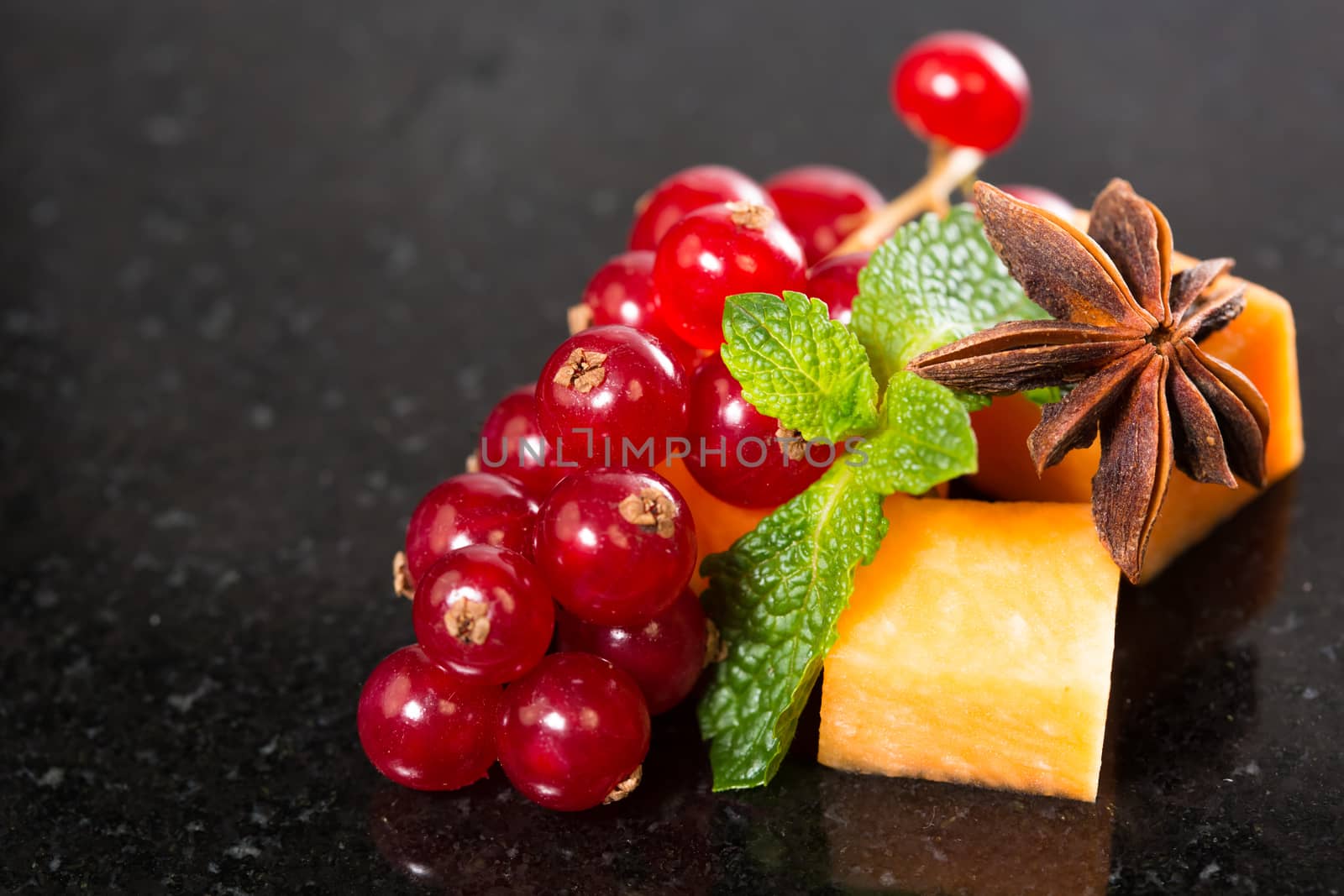 Assortment of delicious cheese and fruits  by sarymsakov