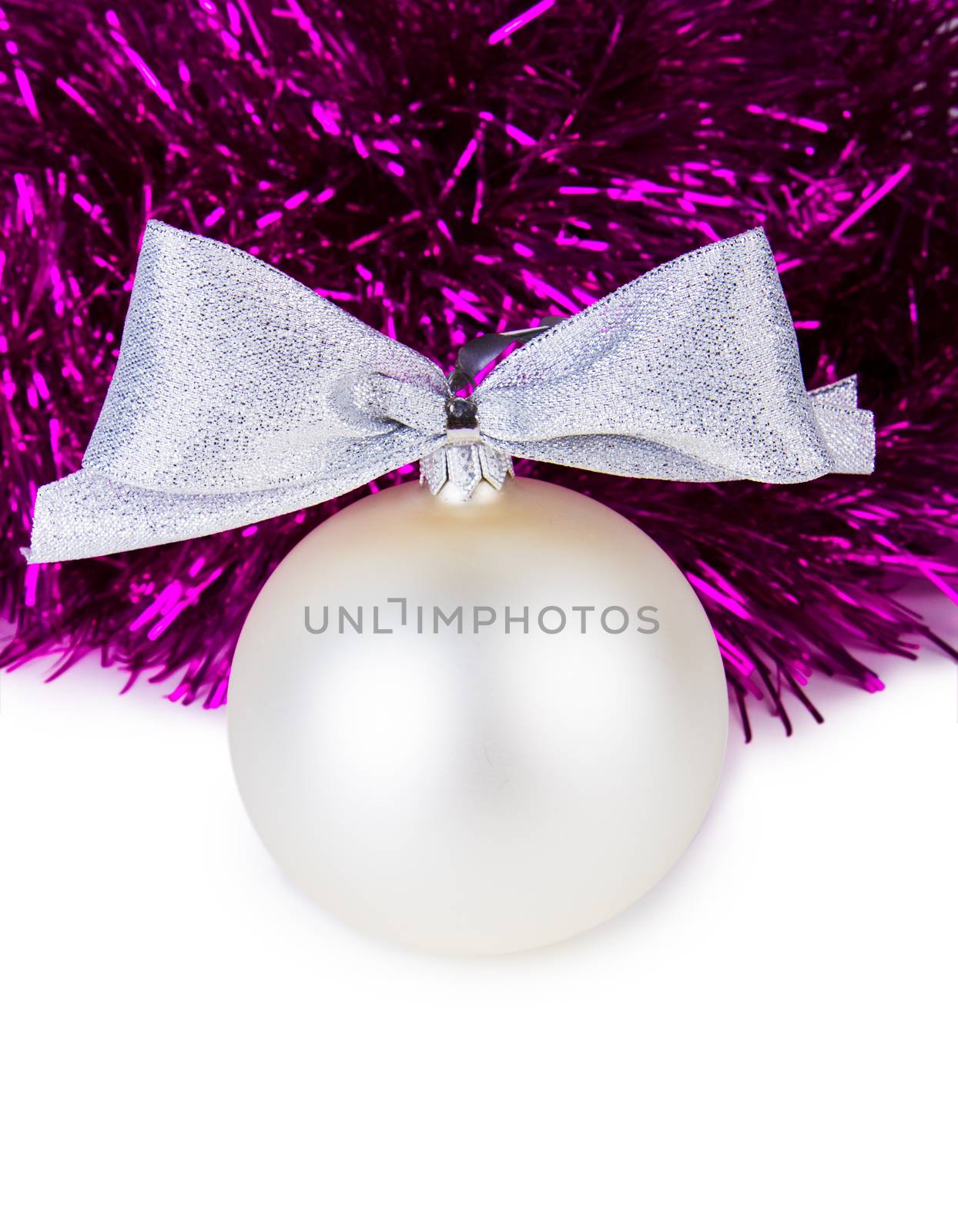 Purple Christmas balls isolated on a white background