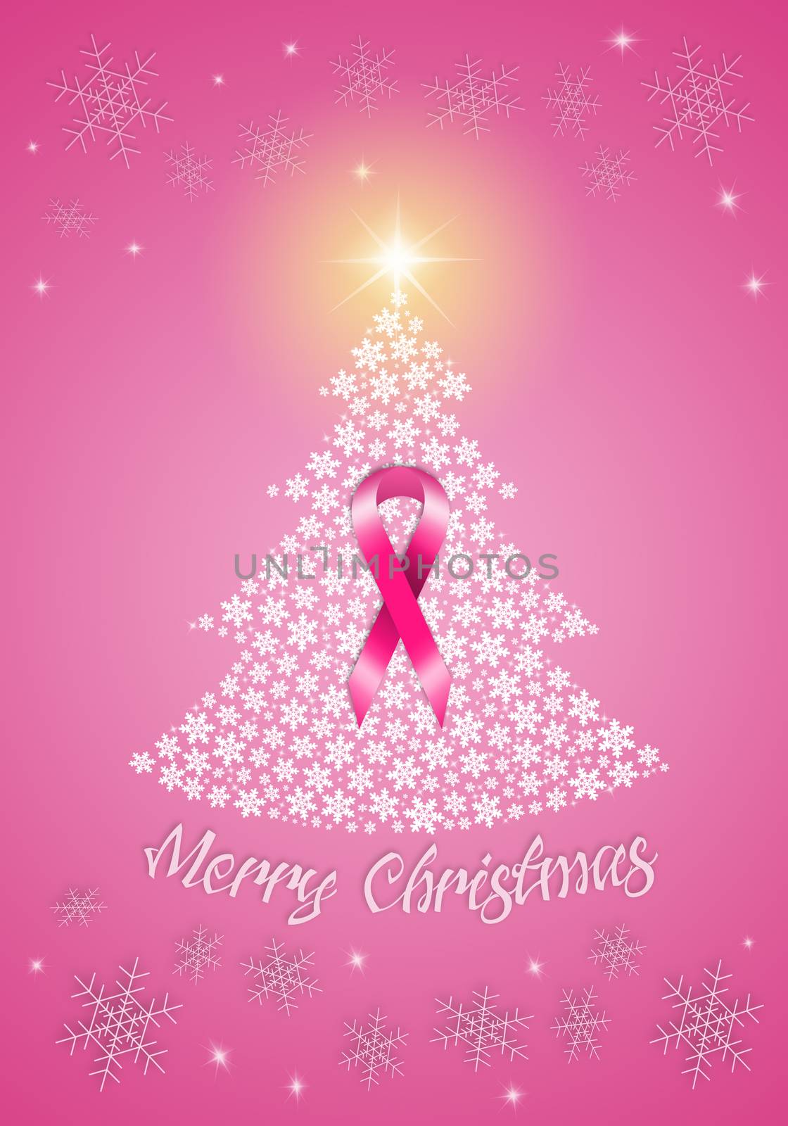 Christmas tree with pink ribbon by sognolucido