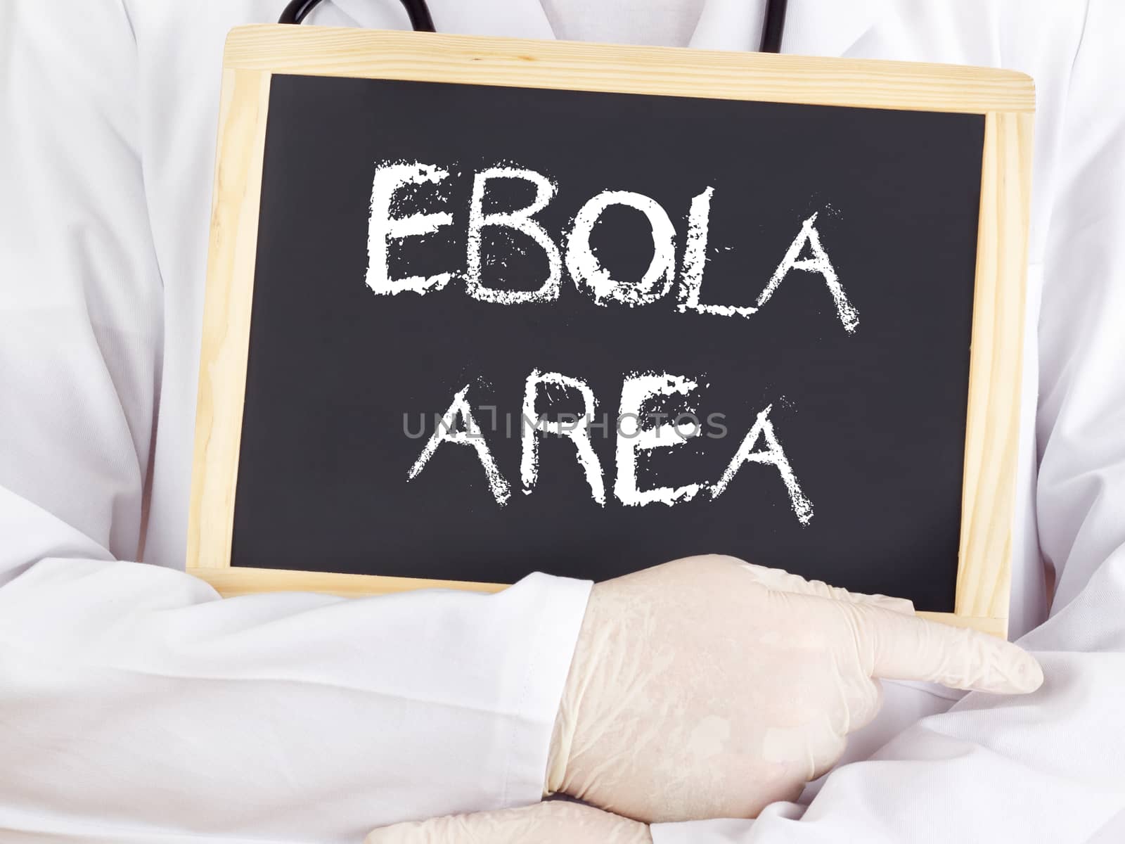 Doctor shows information: Ebola area by gwolters