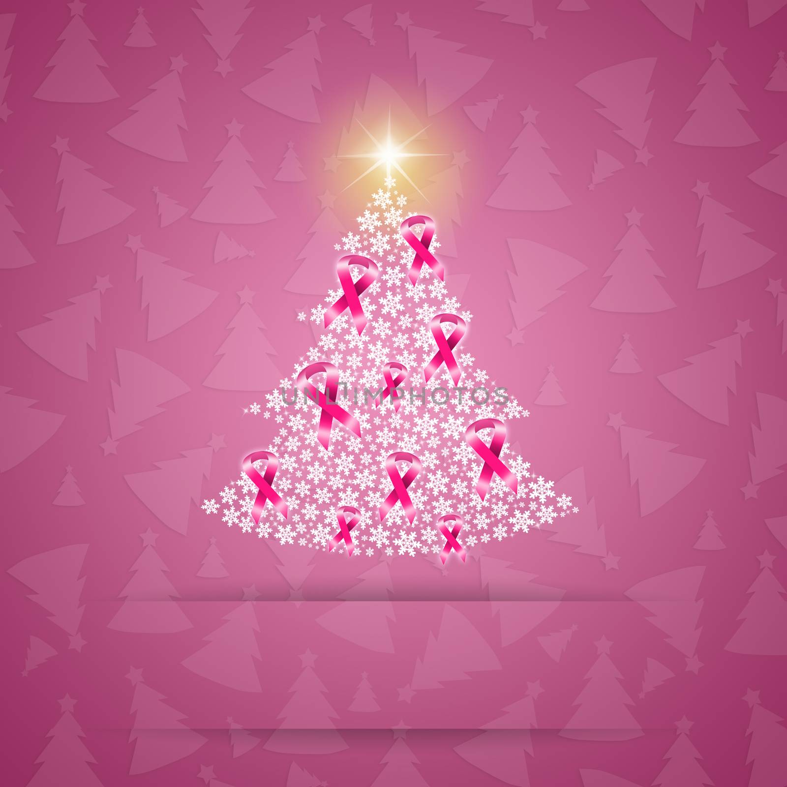 Christmas tree with awareness pink ribbons by sognolucido