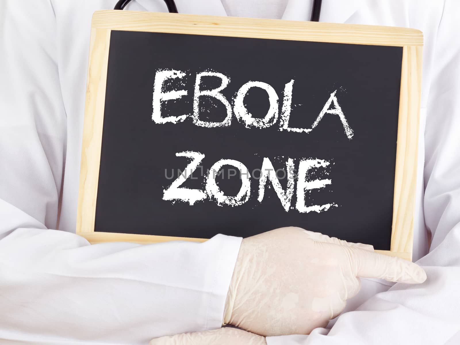Doctor shows information: Ebola zone by gwolters