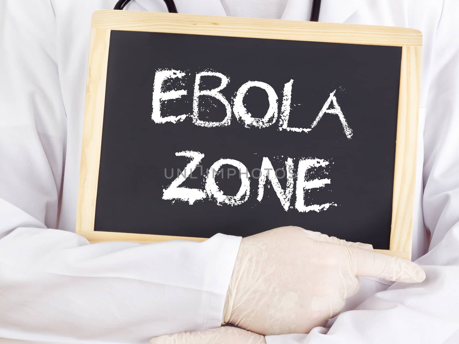 Doctor shows information: Ebola zone