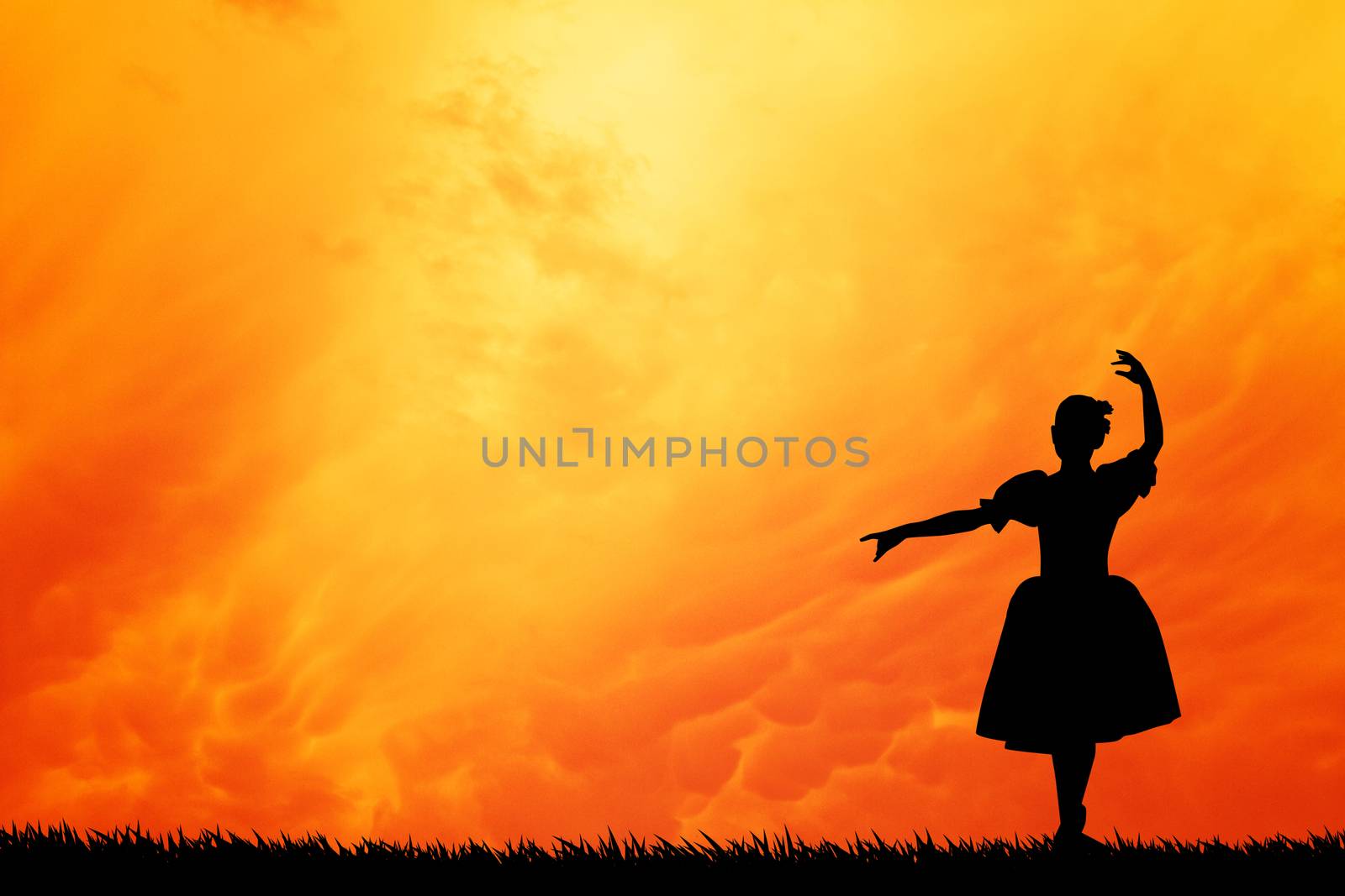 Ballet dancer woman at sunset by sognolucido