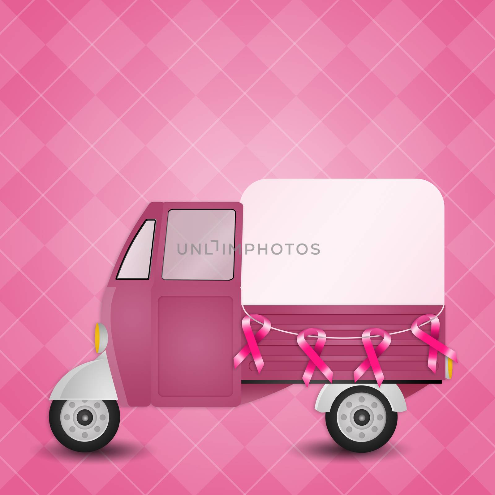 Truck with pink ribbons by sognolucido