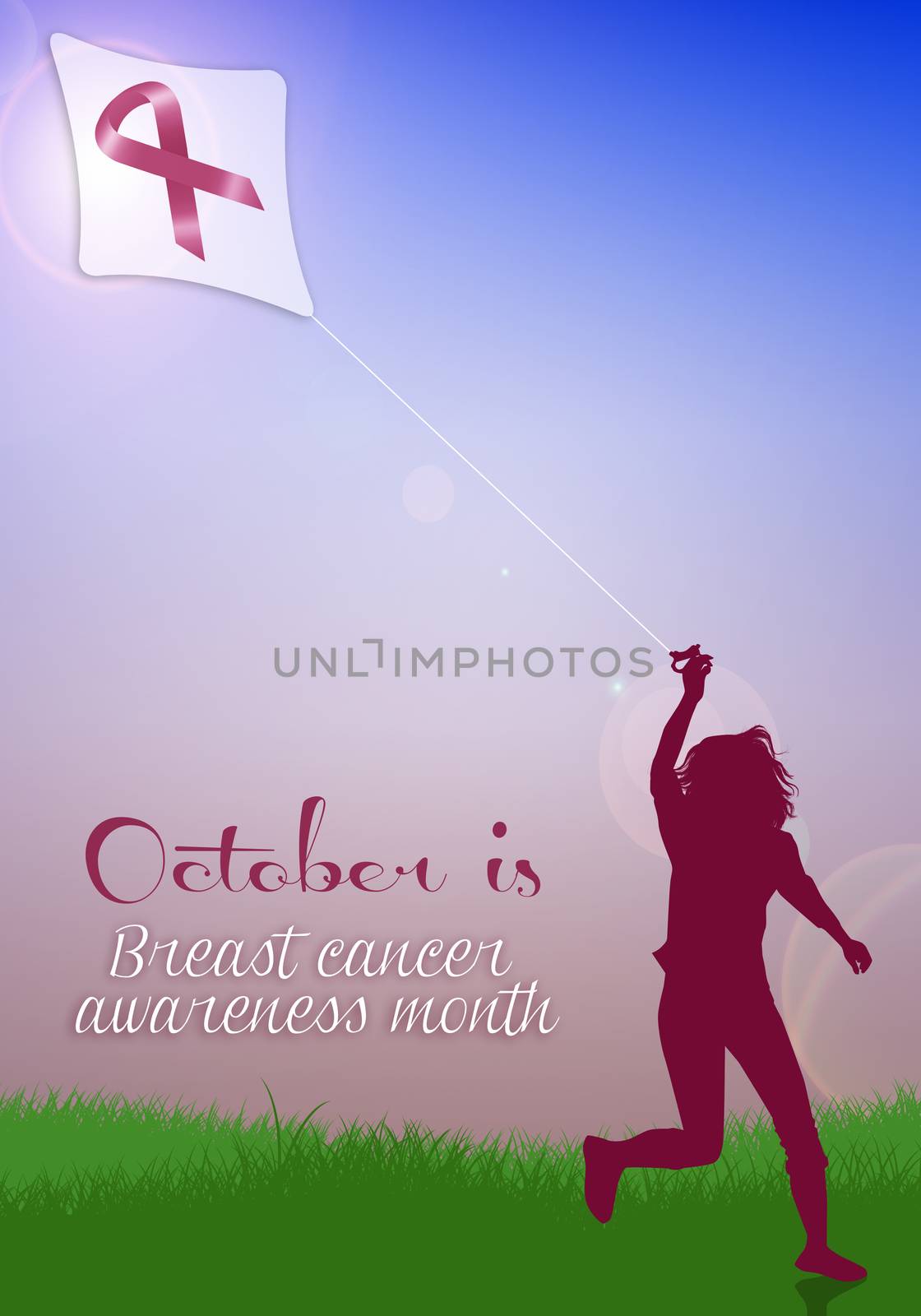 illustration of Woman with kite for breast cancer