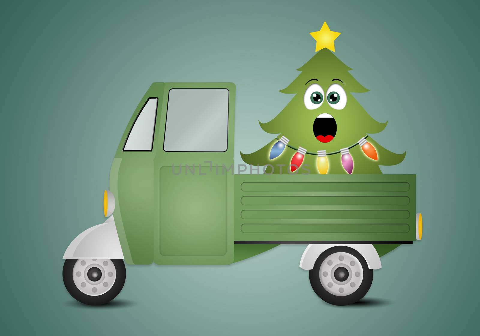 Truck with Christmas tree by sognolucido