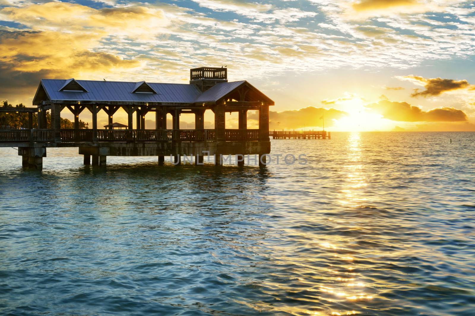 Pier at the beach in Key West, Florida USA 