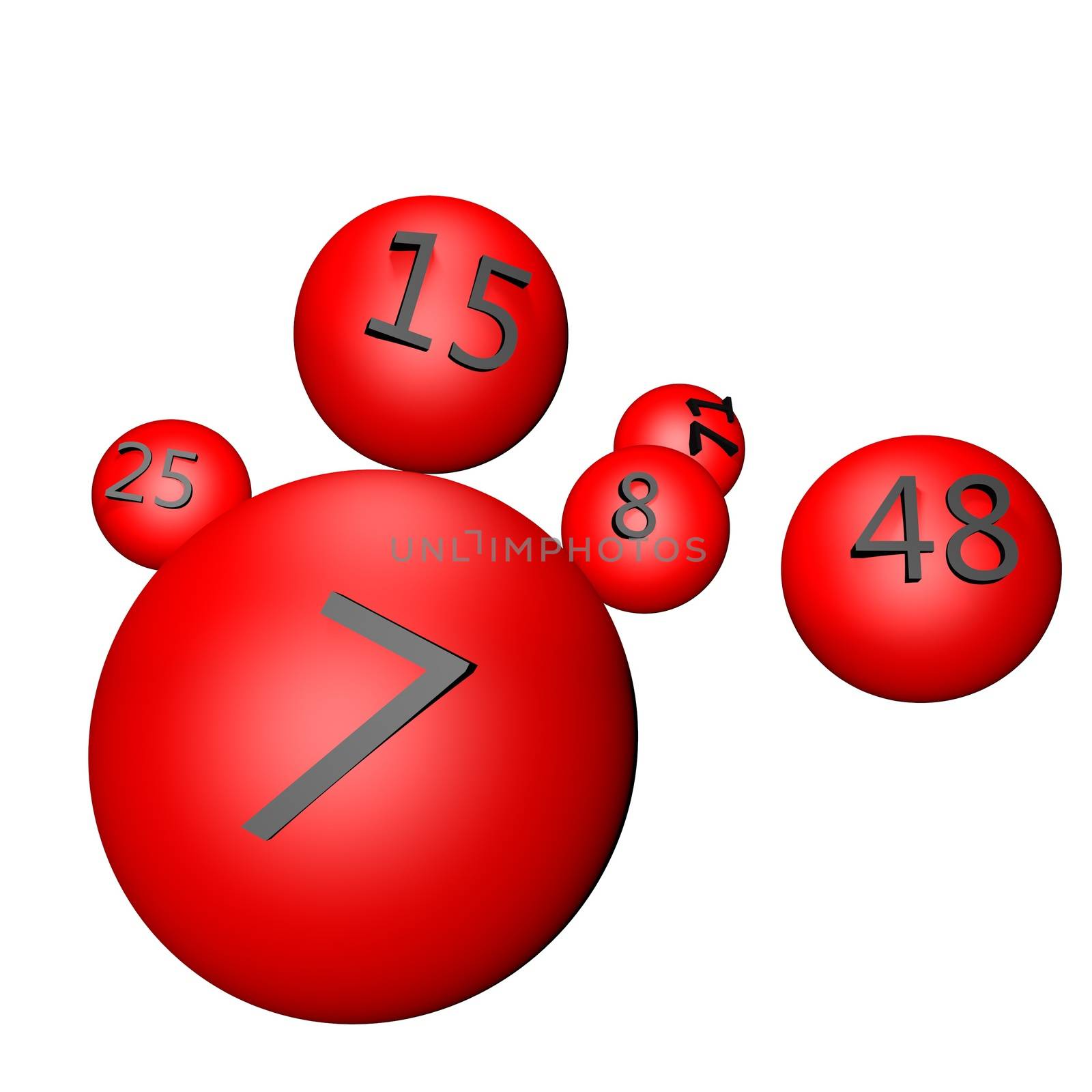 Balls with numbers for lottery, 3d render