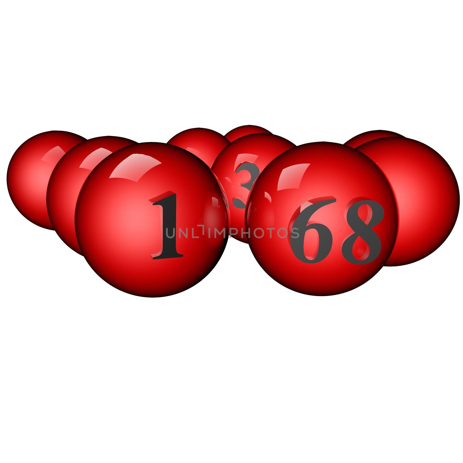 Balls with numbers for lottery, 3d render