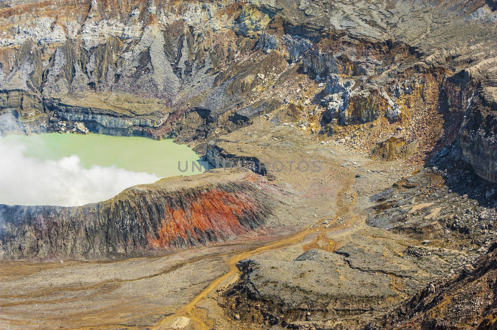 Desolate landscape around the Poas Volcano crater.