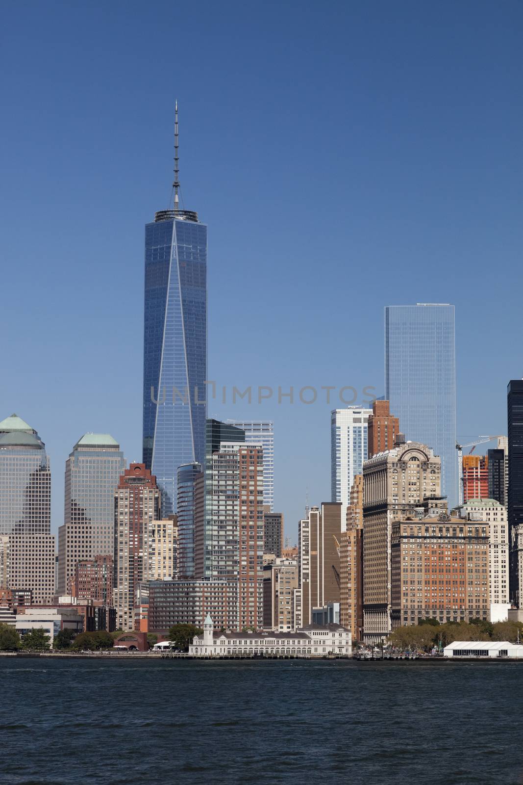 The New York City skyline at afternoon w the Freedom tower 2014