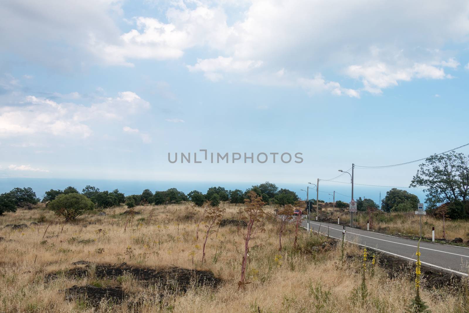 Mountain Road on mount Etna Sicily