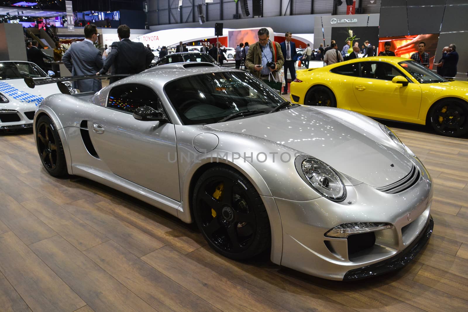 GENEVA, SWITZERLAND - MARCH 4: Ruf Porsche on display during the Geneva Motor Show, Geneva, Switzerland, March 4, 2014. 