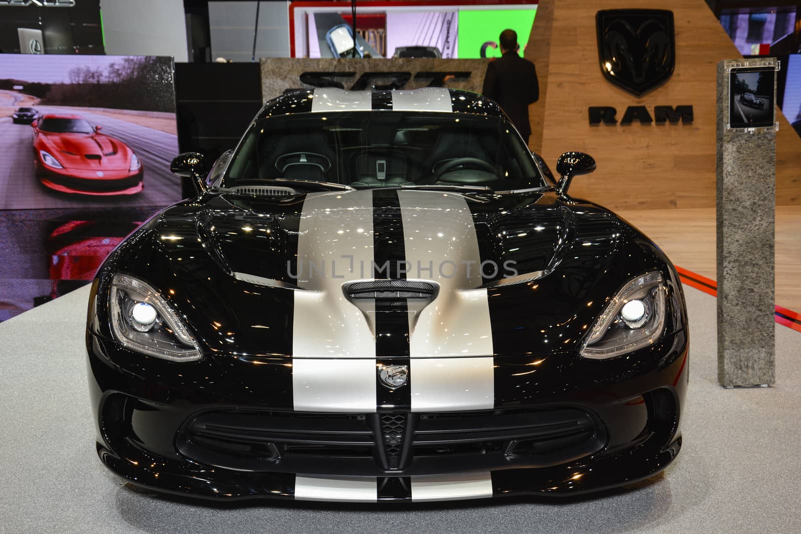 GENEVA, SWITZERLAND - MARCH 4: Dodge Viper on display during the Geneva Motor Show, Geneva, Switzerland, March 4, 2014. 