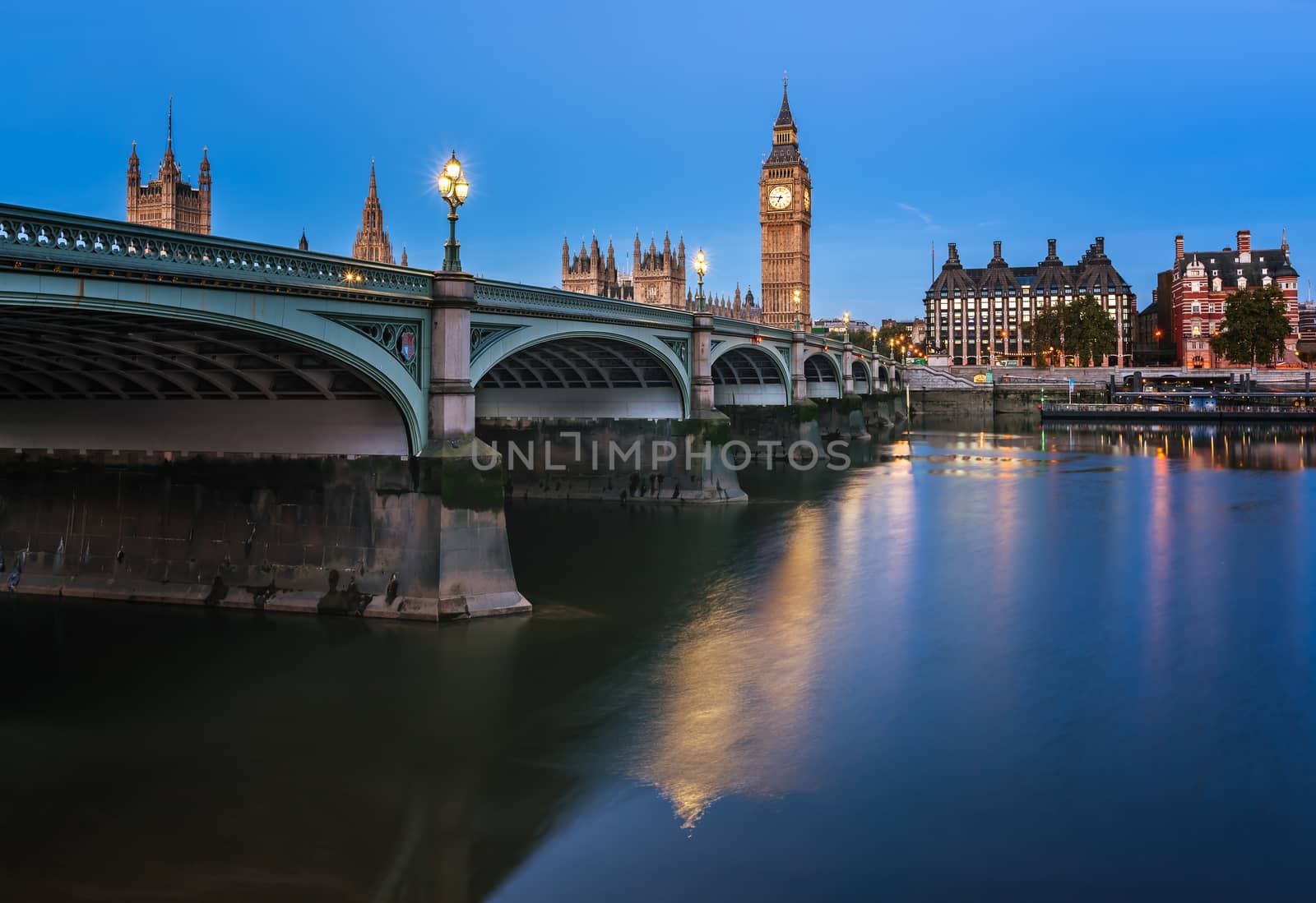 Big Ben, Queen Elizabeth Tower and Wesminster Bridge Illuminated by anshar