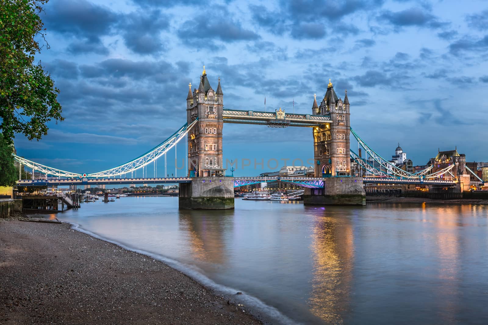 Thames River and Tower Bridge at the Evening, London, United Kin by anshar