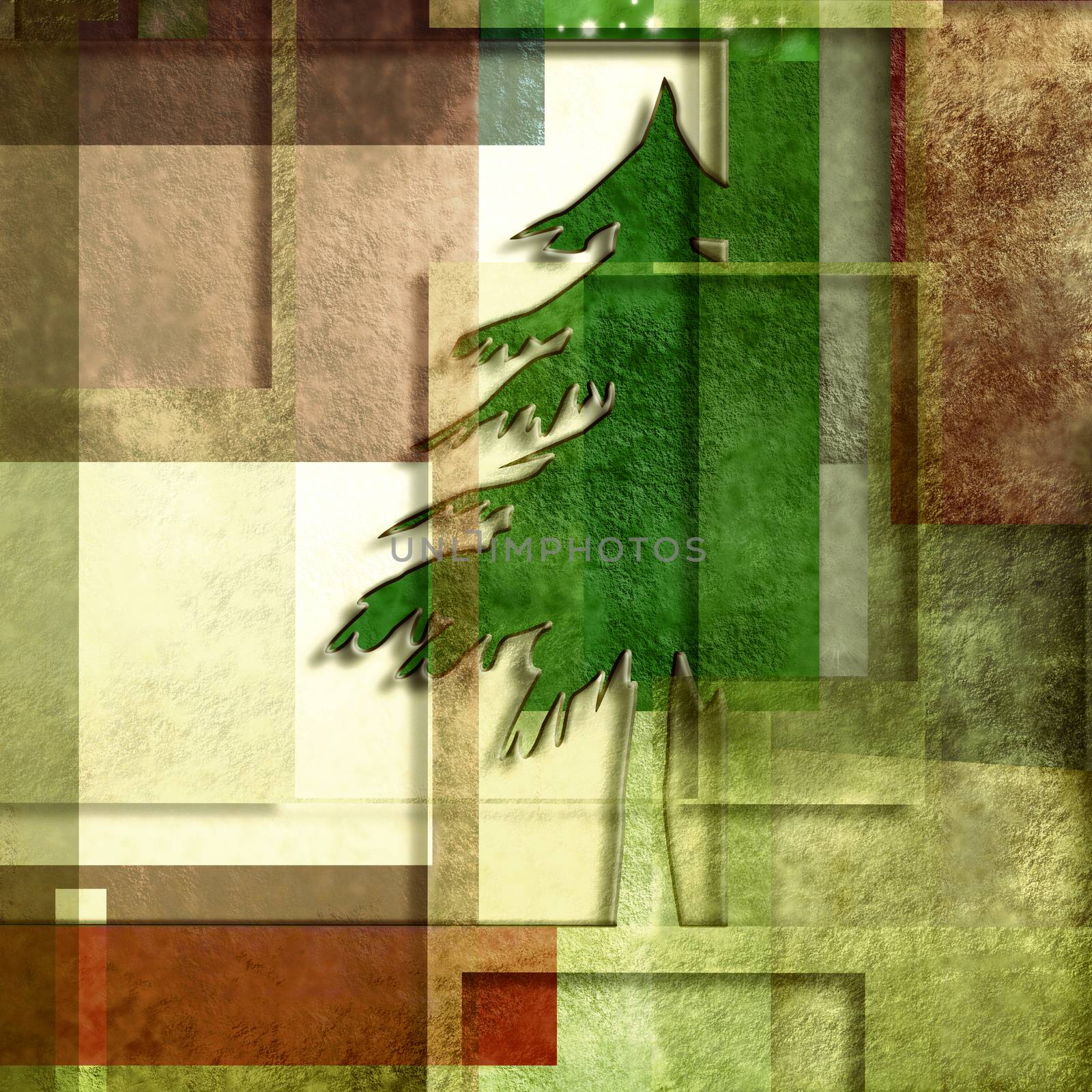 Christmas tree, simple geometric greeting background