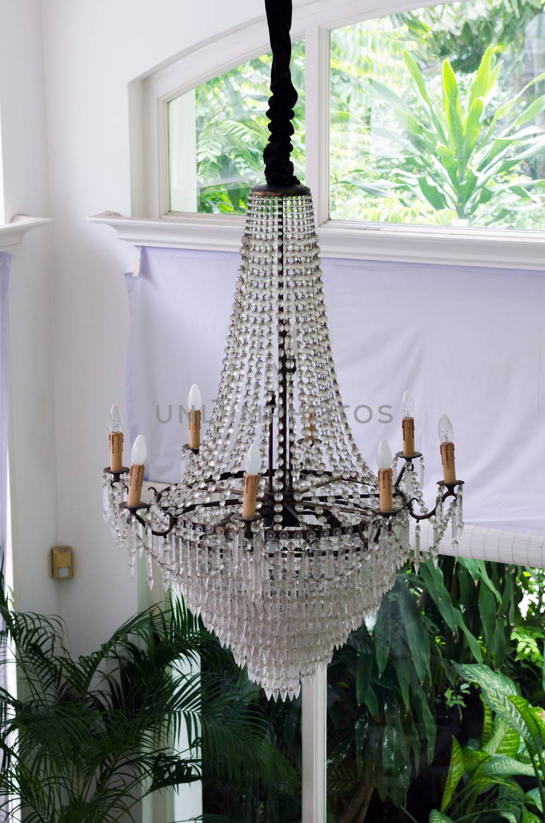 Luxury chandelier in vintage room 