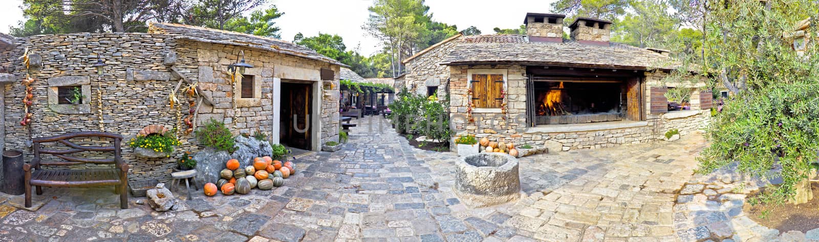 Traditional stone village in Dalmatia panoramic view, Croatia