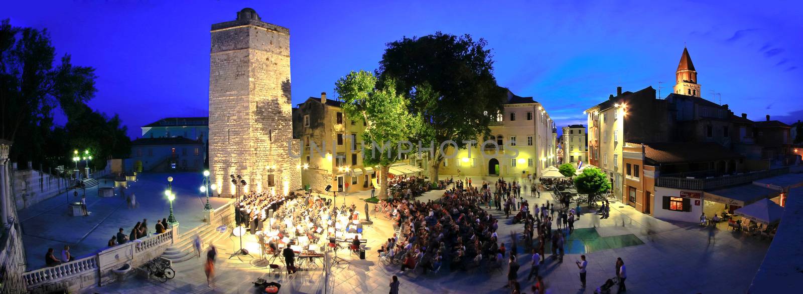 ZADAR, CROATIA - June 14 - Five wells square in Zadar, Croatia - open air Carmina Burana performance by croatian military forces symphony and Kolo singing society, taken on June 14 2014.
